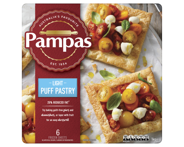 Pampas Puff Pastry 25% Reduced Fat Frozen 1 kg