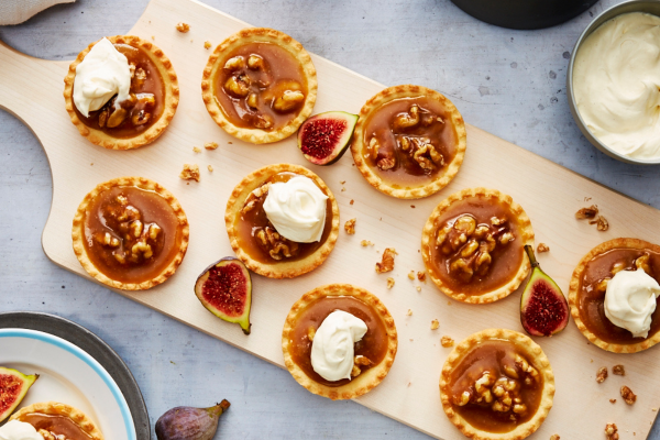 Maple Walnut Tarts with Mascarpone Cream