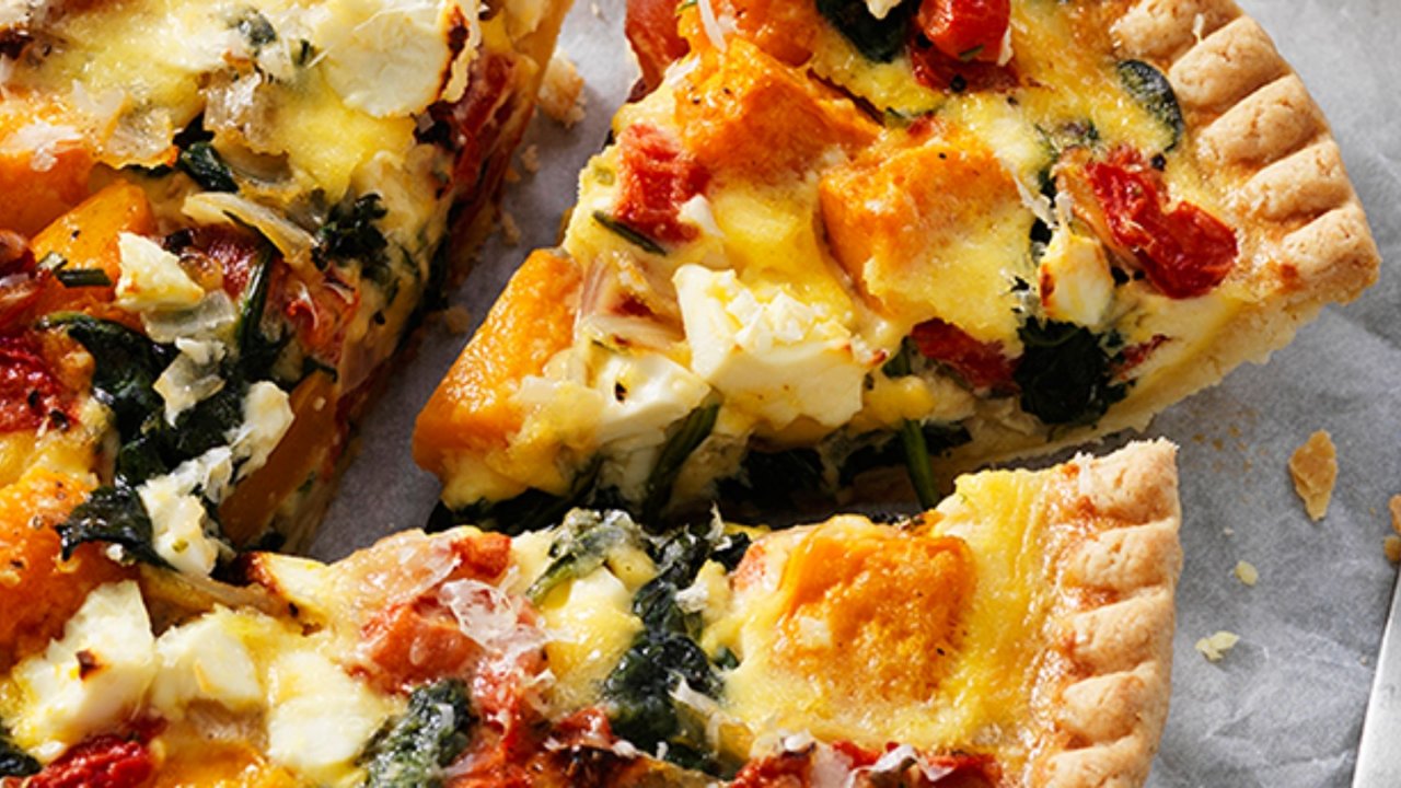 Pumpkin, Spinach & Feta Quiche